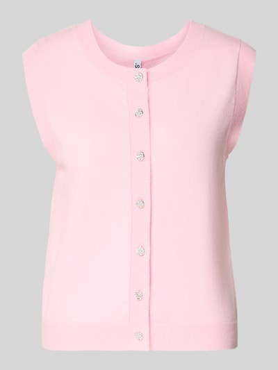 Produktfoto, Regular Fit Pullunder aus Viskose-Mix Modell 'ORINA' von Pieces in Uni-Rosa mit Zierknöpfen, feinem Strick und Rundhals