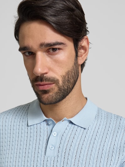 Drykorn Slim fit poloshirt met knoopsluiting, model 'TRITON' Lichtblauw - 3