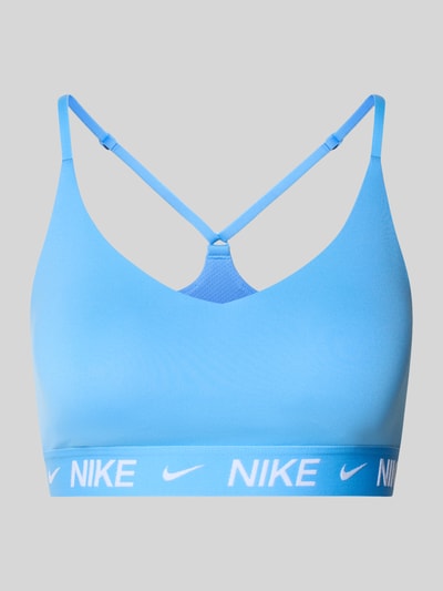 Produktfoto, Slim Fit Sport-BH mit Logo-Detail Modell 'Indy' od NIKE TRAINING z elastycznej mieszanki materiałów, krój slim fit, detal z logo