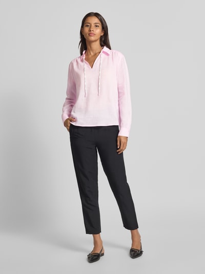 Marc Cain Regular Fit Bluse aus Ramie mit Umlegekragen Pink 1