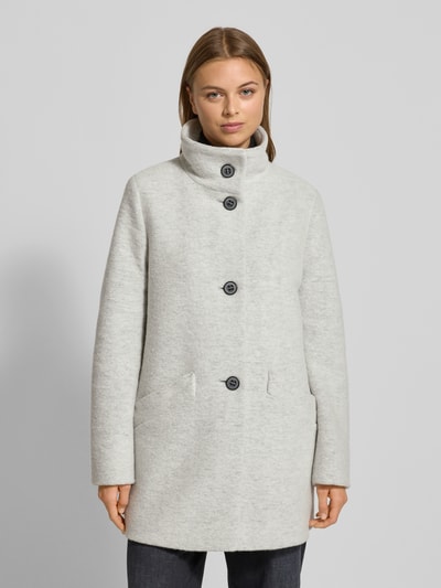 Amber & June Lange jas met opstaande kraag en steekzakken Lichtgrijs gemêleerd - 4