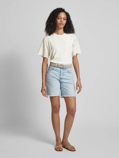 YAS T-shirt met broderie anglaise, model 'YASLEX' Offwhite - 1