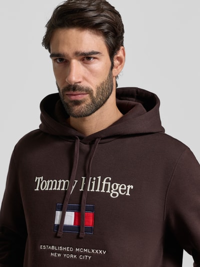 Tommy Hilfiger Regular fit hoodie van katoenmix Chocoladebruin - 3