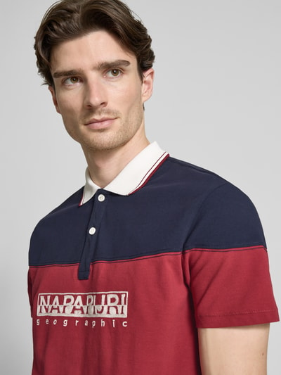 Napapijri Regular fit poloshirt met labelstitching, model 'SATURNIA' Marineblauw - 3