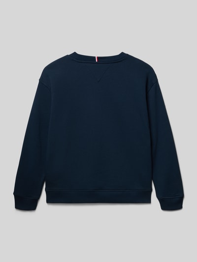 Produktfoto, Regular Fit Sweatjacke aus Baumwoll-Mix von Tommy Hilfiger Teens, Optik: Unifarben, Materialverarbeitung: Sweat, Farbe Dunkelblau, Label-Print