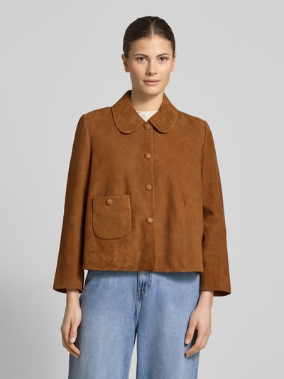 ba&sh Kurtka skórzana z wykładanym kołnierzem Model 'MILAS' Camel 4