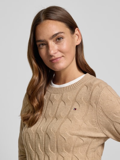 Tommy Hilfiger Regular Fit Strickpullover aus reiner Wolle Camel 3