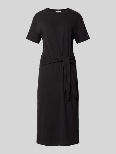 Produktfoto, Relaxed Fit Freizeitkleid aus reiner Baumwolle von Tommy Hilfiger in Optik: Unifarben, Midi-Länge, Knoten, Jersey