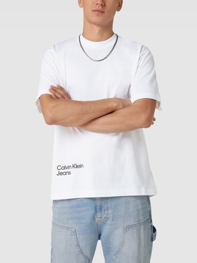 Calvin Klein Jeans T-Shirt mit Label-Print Weiss 4