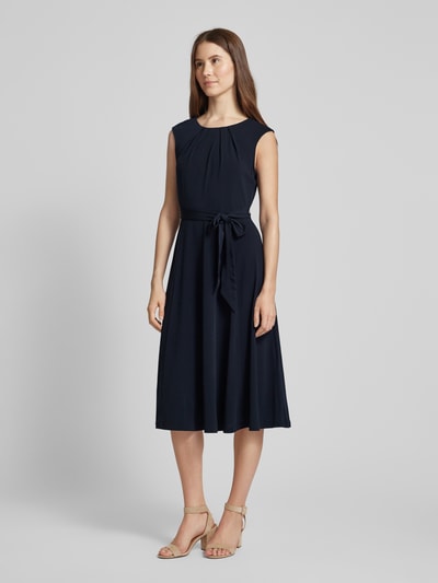 Christian Berg Woman Selection Knielanges Kleid mit Bindegürtel Marine 1