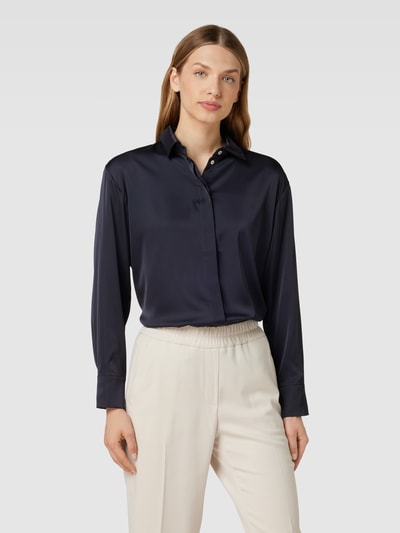 Christian Berg Woman Selection Bluse in Satin-Optik mit verdeckter Knopfleiste Marine 4