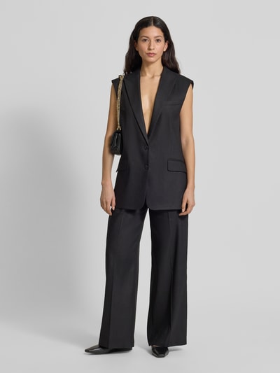 HUGO Linnen gilet met reverskraag, model 'Amise' Zwart - 1