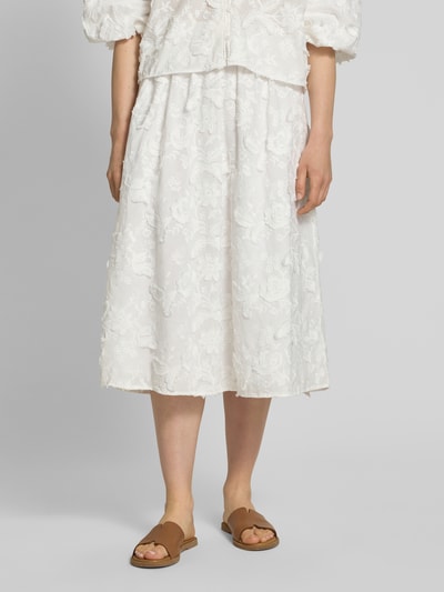 Christian Berg Woman Midirock mit Motiv-Stitching Offwhite 4