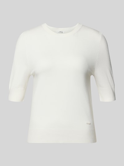 Produktfoto, Slim Fit T-shirt uit viscosemix van s.Oliver RED LABEL, dames, gebreide look, korte mouw, ronde hals, fijngebreid, labelapplicatie