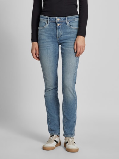 s.Oliver RED LABEL Slim fit jeans van zachte katoenmix met naaddetail opzij, model 'BETSY' Blauw - 4