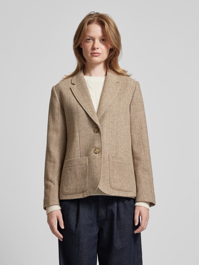 Gant Regular fit blazer met reverskraag Lichtbruin - 4