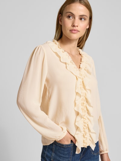 Marc Cain Bluse mit Rüschen und V-Ausschnitt Beige 3