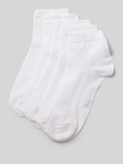 Produktfoto, Socken im 5er-Pack mit geripptem Bündchen von camano aus weißem Baumwoll-Mix mit Stretch-Anteil, weich texturiert.