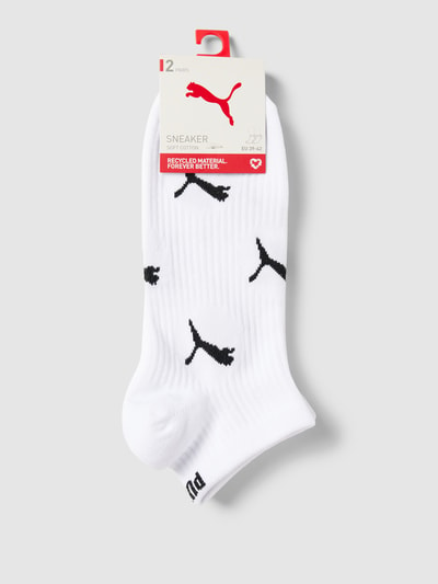 Puma Sneakersocken mit Label-Details im 2er-Pack Modell 'CAT' Weiss 3