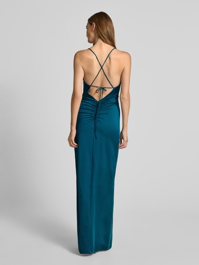 Jake*s Cocktail Abendkleid mit gekreuzten Trägern und V-Ausschnitt Petrol 5