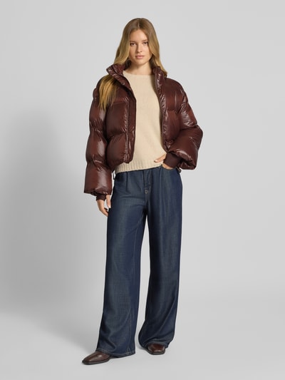 Neo Noir Kurtka pikowana ze stójką model ‘Rhea’ Ciemnobrązowy 1