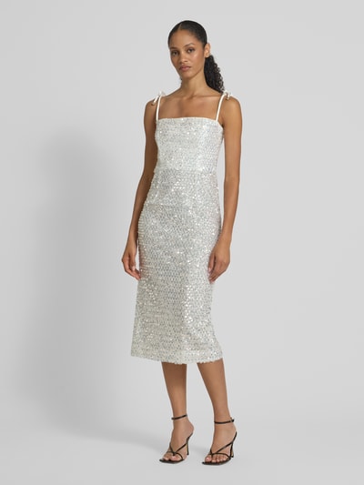 Marc Cain Knielanges Kleid mit Pailletten und Schnürung Offwhite 4