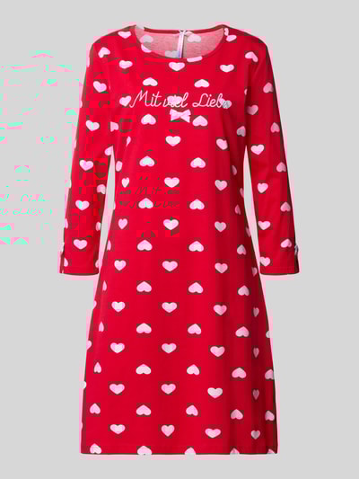 LOUIS & LOUISA Relaxed fit nachthemd met statementstitching Rood - 1