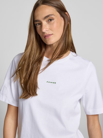 Selected Femme T-shirt o kroju relaxed fit z czystej bawełny model ‘SIGNE’ Biały 3
