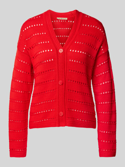 Smith and Soul Gebreide cardigan met ajourpatroon Rood - 2