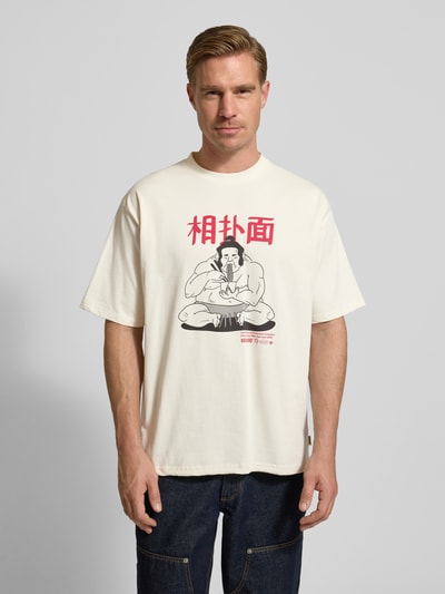 WOODBIRD T-shirt met motiefprint, model 'Baine' Offwhite - 4