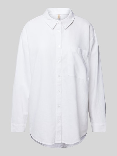Soyaconcept Bluzka koszulowa lniana z kieszenią na piersi model ‘Ina’ Biały 2