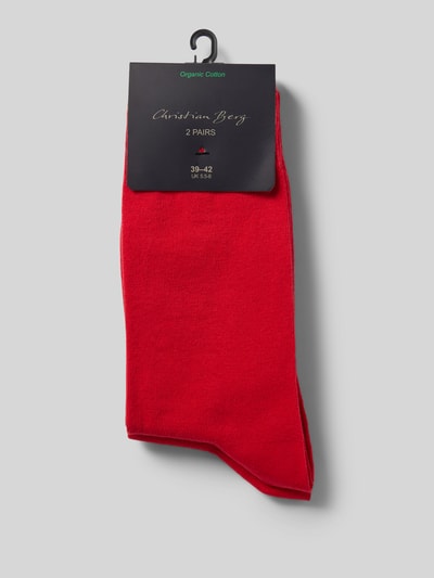 Christian Berg Men Socken mit Label-Detail Hellrot 3