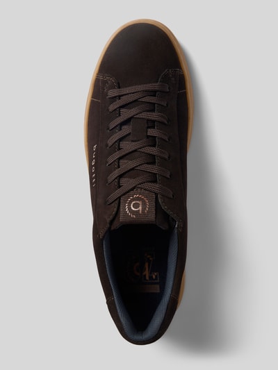 Produktfoto, Sneaker aus Leder Modell 'Fido' von bugatti, dunkelbraun, Abgerundete-Spitze, Schnürung, Gummisohle, Herren, Detailansicht von oben