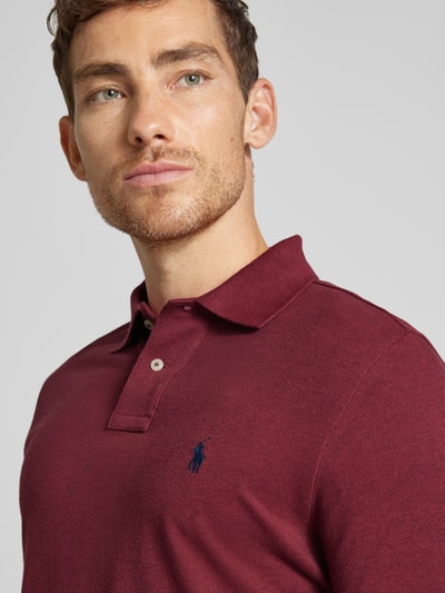 Polo Ralph Lauren Custom slim fit poloshirt met labelstitching Bordeaux - 3