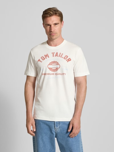 Tom Tailor Regular Fit T-Shirt aus reiner Baumwolle Offwhite 4