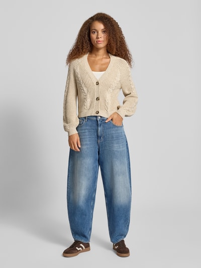 Only Relaxed Fit Cardigan aus Baumwoll-Mix Modell 'ROSIE' Ecru 1