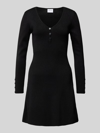 Vila Knielanges Kleid mit V-Ausschnitt Modell 'LIZETTA' Black 3