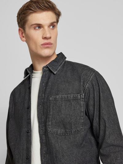JACK & JONES Regular Fit Jeanshemd mit Brusttasche Modell 'CREEK' Dunkelgrau 3