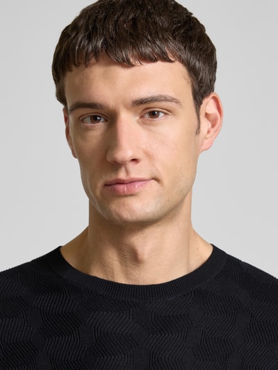 JOOP! Collection Bluzka z dzianiny z okrągłym dekoltem model ‘Mailon’ Czarny 3