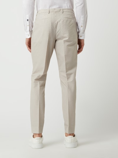 Tommy Hilfiger Tailored Slim fit pantalon van seersucker  Beige - 5