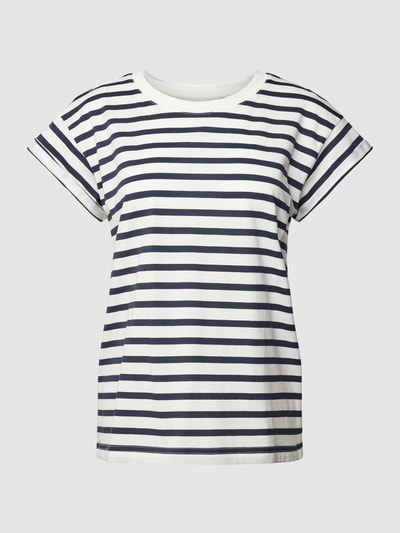 Jake*s Casual T-shirt met streepmotief Donkerblauw - 2