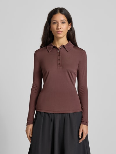 HUGO Slim fit shirt met lange mouwen van pure viscose, model 'DAROSEVIL' Chocoladebruin - 4