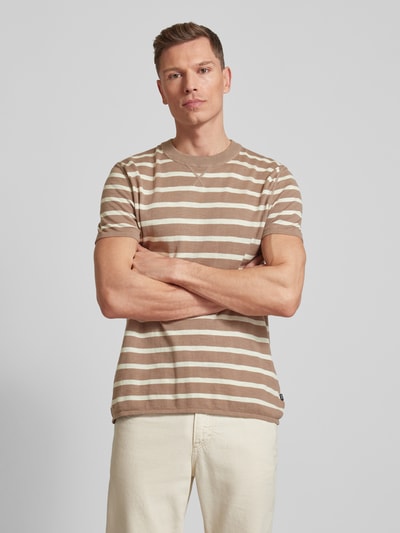 JOOP! Jeans T-shirt met ronde hals, model 'Peer' Taupe gemêleerd - 4