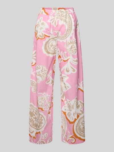 Produktfoto, Hose mit elastischem Bund von Emily Van den Bergh, różowy wzór paisley, 100% bawełna, krój wide fit, szerokość w rozmiarze 36: 38 cm, długość nogawki od wewnątrz w rozmiarze 36: 77 cm