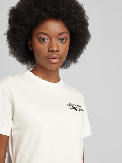 HUGO T-shirt met labelprint, model 'Damacia' Offwhite - 3