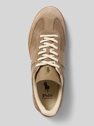 Polo Ralph Lauren Sneakersy skórzane z detalem z logo Szarobrązowy 3
