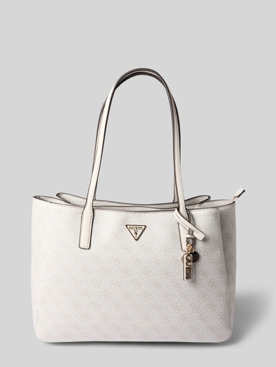Produktfoto, Tote Bag in Leder-Optik Modell 'Noelle' von GUESS mit Logo-Detail, helle Farbe, strukturierte Oberfläche, geteiltes Hauptfach
