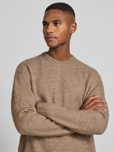 SELECTED HOMME Relaxed fit gebreide pullover met wol, model 'RAI BRUSHED' Hazelnoot - 3