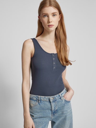 Pieces Tanktop in Ripp-Optik Dunkelblau 3