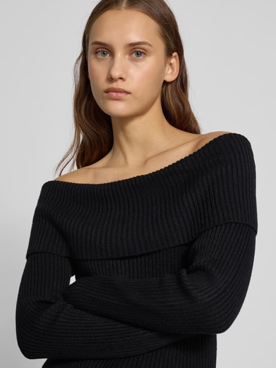 Only Sweter o kroju slim fit z dzianiny z mieszanki wiskozy model ‘KATIA’ Czarny 3